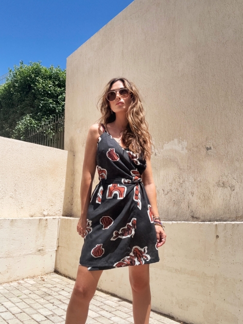 KOKO DRESS PRINTED BLACK ELEMENTS