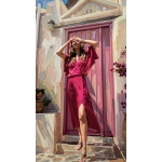 PALMOOR WRAP MIDI DRESS MAGENTA