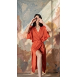 PALMOOR WRAP MIDI DRESS BURNT ORANGE