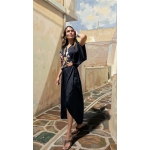 PALMOOR WRAP MIDI DRESS BLACK PALMART PRINT