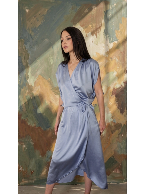 PALMOOR WRAP MIDI DRESS LIGHT BLUE