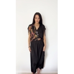 PALMOOR WRAP MIDI DRESS BLACK PALMART PRINT