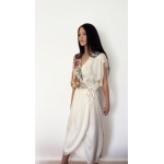PALMOOR WRAP MIDI DRESS ECRU PALMART PRINT