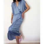 PALMOOR WRAP MIDI DRESS LIGHT BLUE