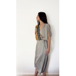 PALMOOR WRAP MIDI DRESS GREIGE-CHASE THE SUN