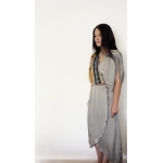 PALMOOR WRAP MIDI DRESS GREIGE-CHASE THE SUN