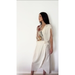 PALMOOR WRAP MIDI DRESS ECRU PALMART PRINT