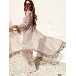 HOLLYSTIC NET KIMONO COVER UP FISHNET ECRU SEQUIN
