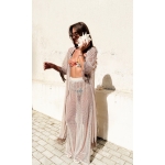 NUREA COTTON WIDE-HAREM PANTS ECRU NET