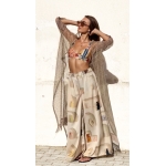 HOLLYSTIC NET KIMONO COVER UP FISHNET NATURAL TAUPE