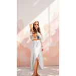 PALMOOR WRAP MIDI DRESS GREIGE-CHASE THE SUN