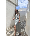 PALMOOR WRAP MIDI DRESS GREIGE-CHASE THE SUN