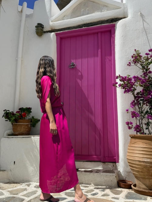 PALMOOR WRAP MIDI DRESS MAGENTA