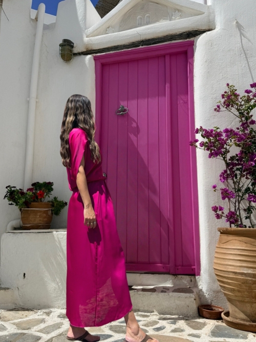 PALMOOR WRAP MIDI DRESS MAGENTA