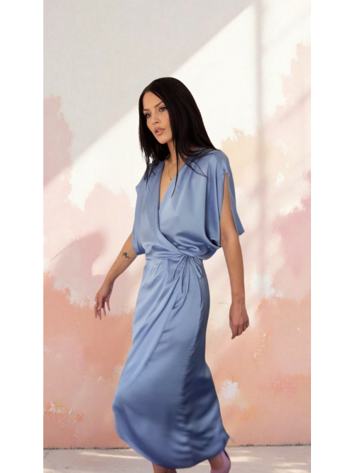 PALMOOR WRAP MIDI DRESS LIGHT BLUE