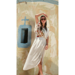 PALMOOR WRAP MIDI DRESS ECRU PALMART PRINT
