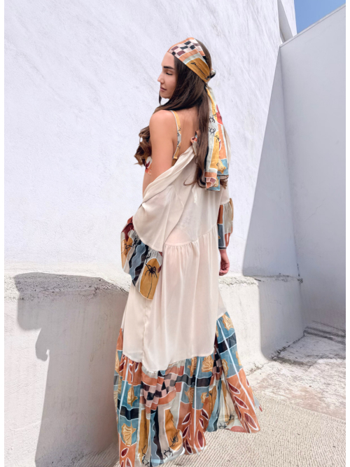 HERMIS SILK MAXI KAFTAN BEIGE-CHASE THE SUN