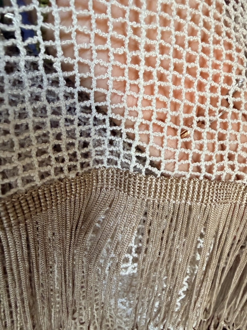 HOLLYSTIC NET KIMONO COVER UP FISHNET ECRU SEQUIN