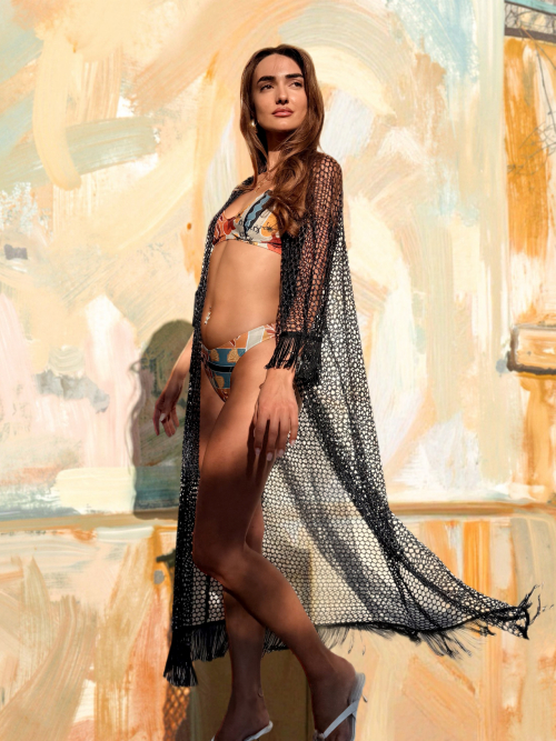 HOLLYSTIC KIMONO KAFTAN FISHNET BLACK SPARKLE