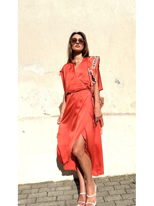 PALMOOR WRAP MIDI DRESS BURNT ORANGE