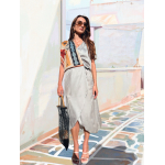 PALMOOR WRAP MIDI DRESS GREIGE-CHASE THE SUN