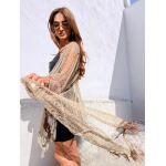 HOLLYSTIC NET KIMONO COVER UP FISHNET NATURAL TAUPE
