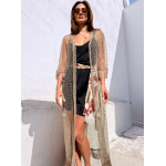HOLLYSTIC NET KIMONO COVER UP FISHNET NATURAL TAUPE - Image 2