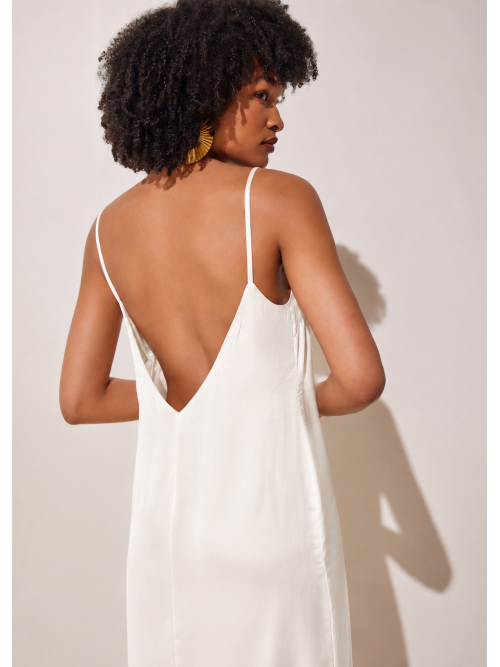 DELIGHT SILKY MIDI DRESS OFF WHITE