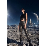 MERMAID SIGNATURE CUT-OUT METALLIC EFFECT PANTS
