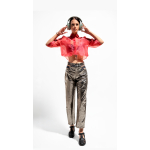 EFFECTO CROP ORGANZA SHIRT CHERRY RED