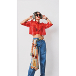 EFFECTO CROP ORGANZA SHIRT CHERRY RED