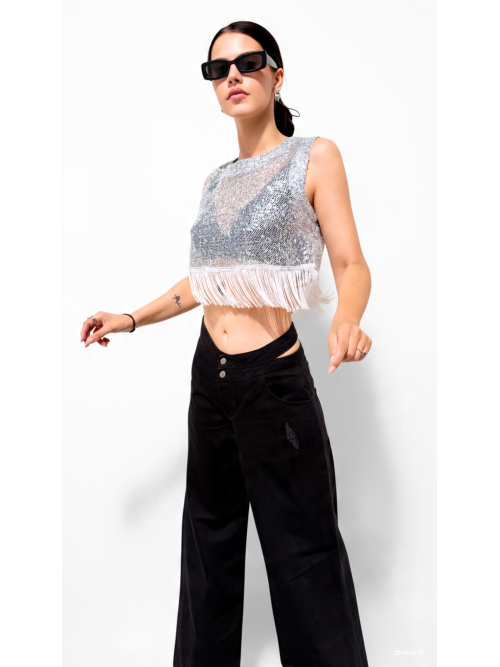 BOUNDLE WIDE LEG BLACK JEANS
