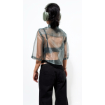 EFFECTO CROP ORGANZA SHIRT PETROLEUM BLUE - Image 4