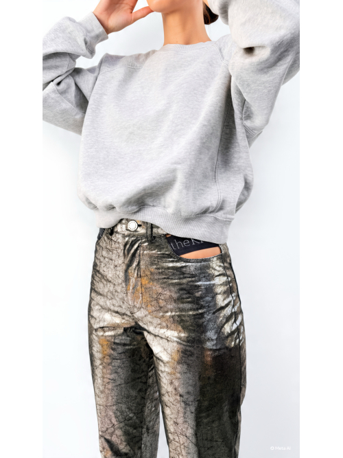 MERMAID STRAIGHT LEG METALLIC EFFECT PANTS