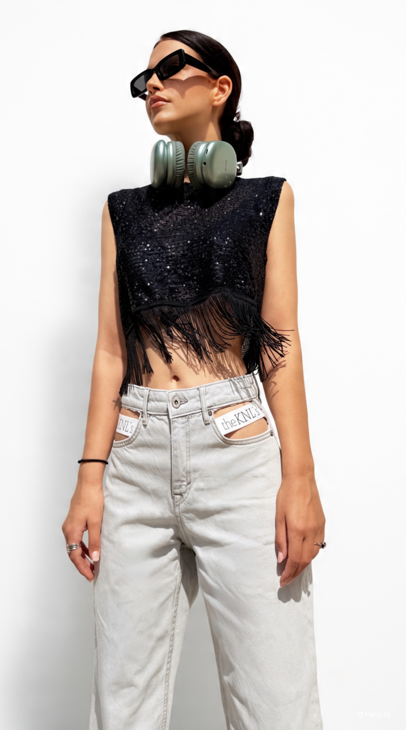 IMG_1057 AWE FISHNET SEQUIN TOP WITH FRINGES BLACK