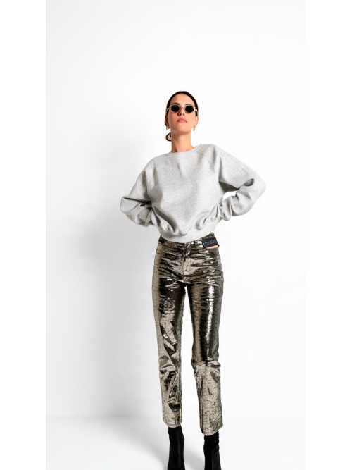 MERMAID STRAIGHT LEG METALLIC EFFECT PANTS