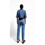 EFFECTO CROP COTTON SHIRT DENIM BLUE