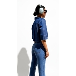 EFFECTO CROP COTTON SHIRT DENIM BLUE
