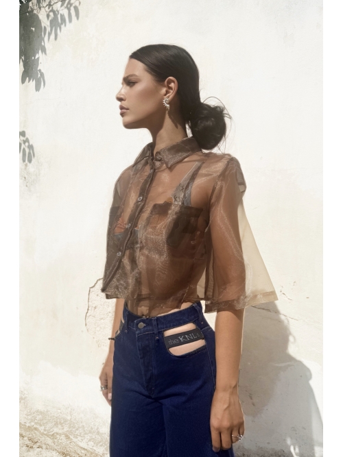 EFFECTO CROP ORGANZA SHIRT OLIVE