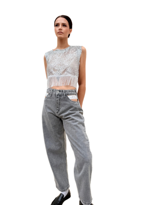 MIDBURST JEANS BARREL GREY WASH