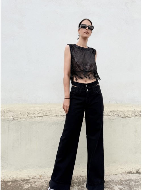 BOUNDLE WIDE LEG BLACK JEANS