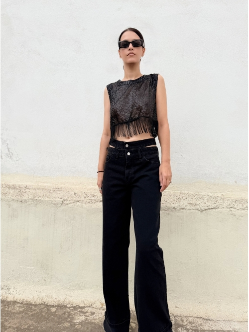 BOUNDLE WIDE LEG BLACK JEANS