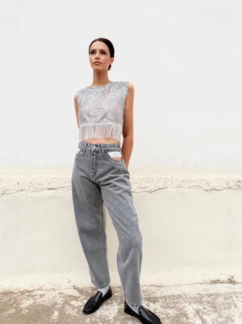 MIDBURST JEANS BARREL GREY WASH