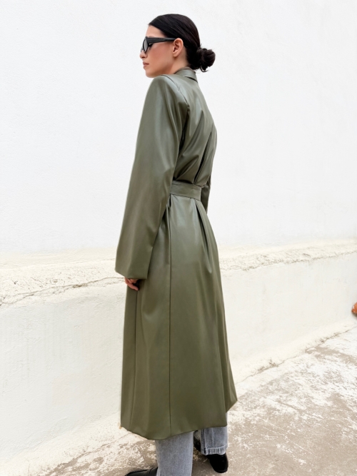 ARTOSPHERE COAT VEGAN LEATHER OLIVE GREEN
