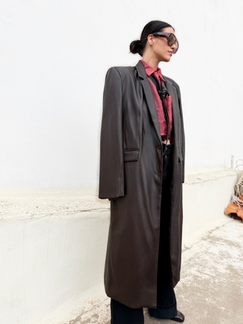 ARTOSPHERE COAT FAUX LEATHER DARK BROWN