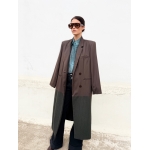 SOUL COAT COLORBLOCK WOOL MOCHA CHOCOLATE/ STRIPED